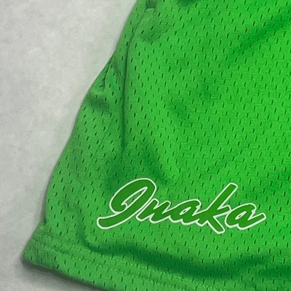 Inaka Power Green Mesh Shorts With Elastic Waistband & TP Logo Design  small - Picture 3 of 9